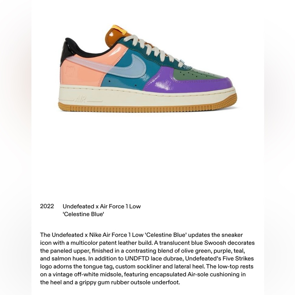 Nike UNDEFEATED x Nike Air Force 1 Low SP Celestine Blue size 11 brand new !